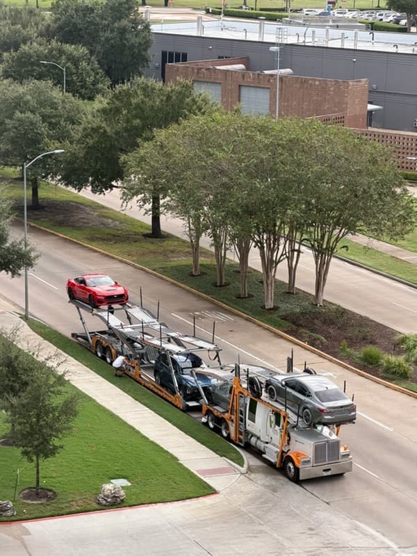 2024 Ford Mustang prepared for open auto transport from Houston, Texas to Modesto, California