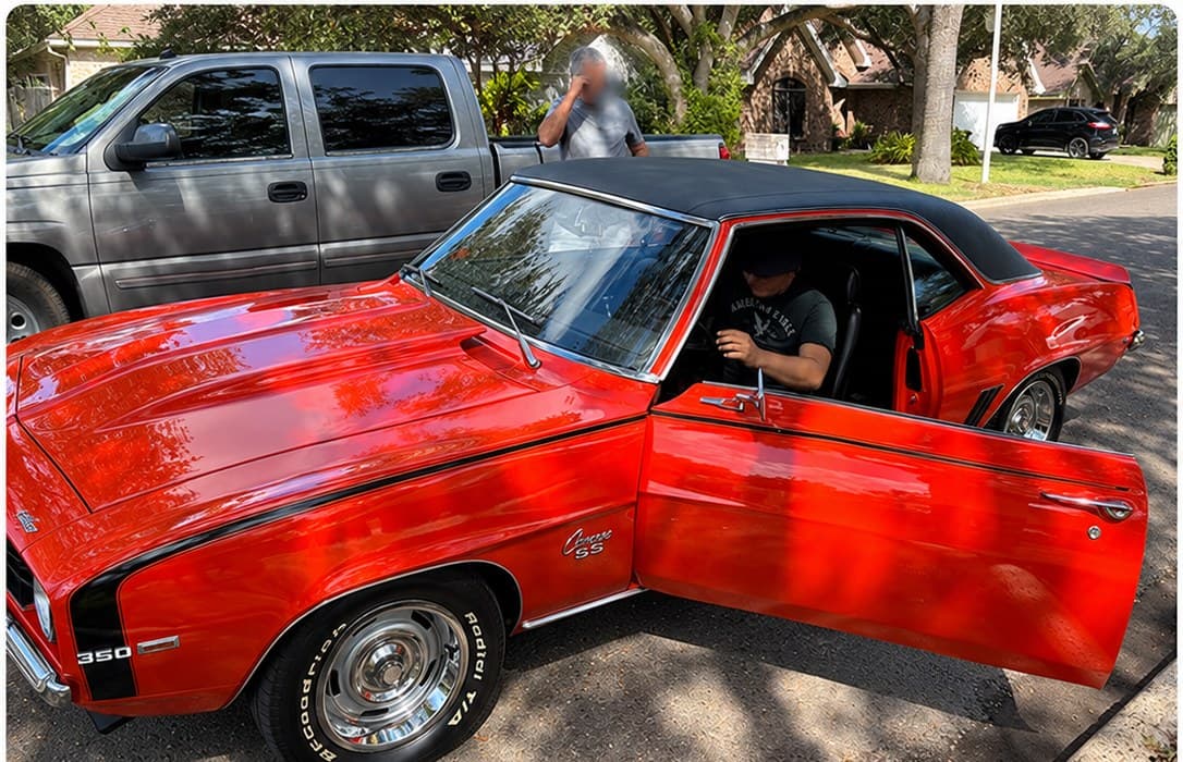 1969 Chevrolet Camaro prepared for enclosed classic car shipping from New Braunfels to Edinburg, Texas